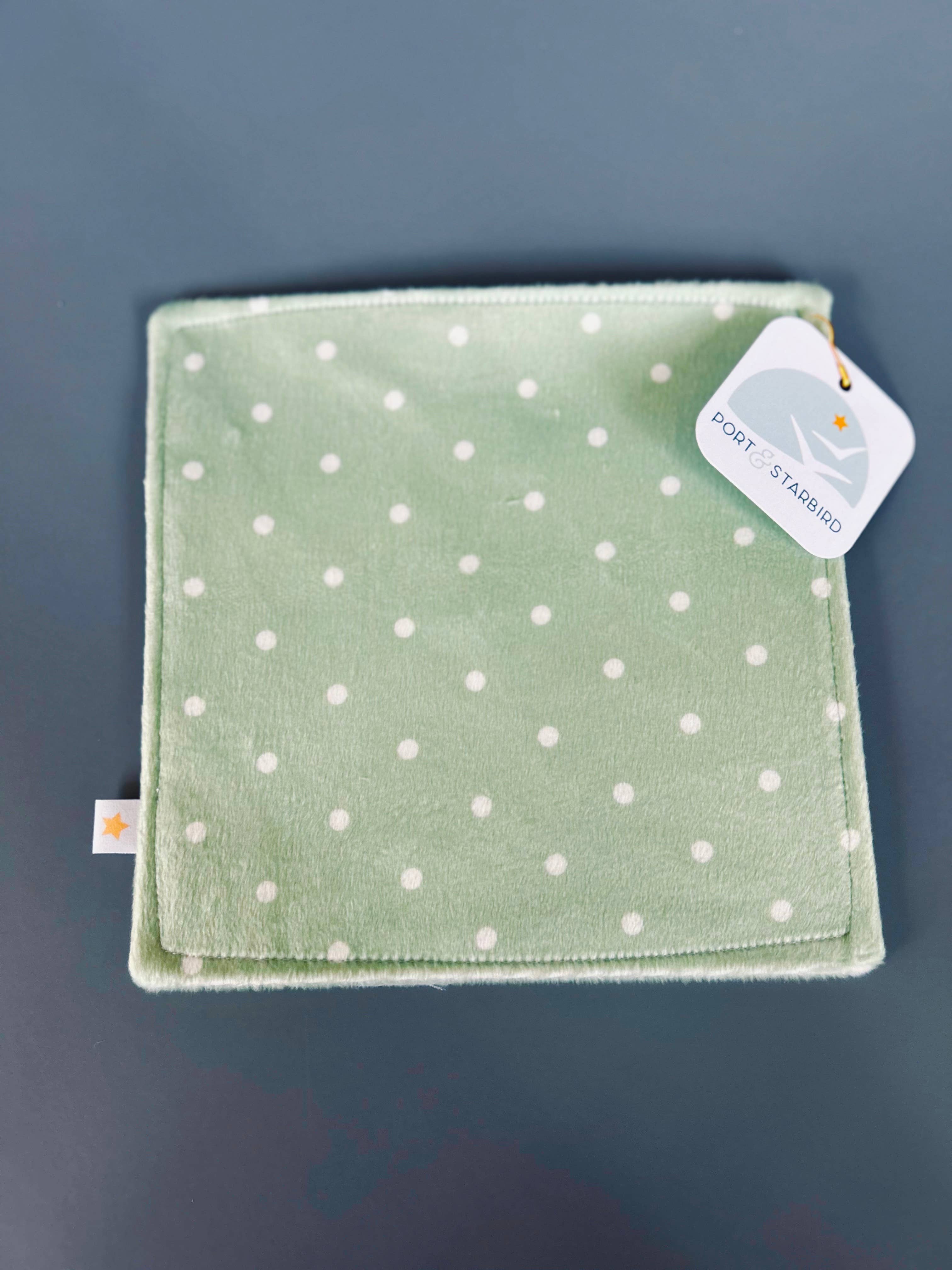 Port & Starbird - Vente Jouet sensoriel – bébé - Jouet sensoriel Minky Crinkle à pois verts 0