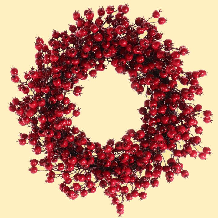 Larksilk - Wholesale Wreath - Red Berry Wreath Hawthorn Twig Berries Christmas Collection1