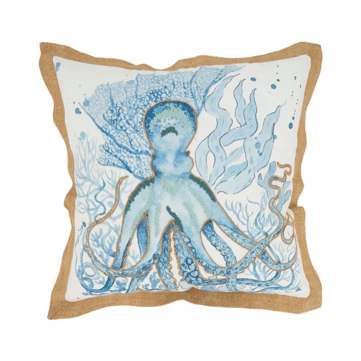 Bleu Marine Coussin Poulpe Extérieur Fantaisiste en vente sur Faire
