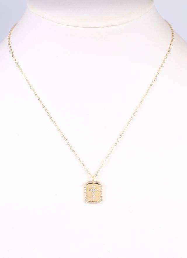 Caroline Hill - Vente Colliers à pendentif - Collier à croix en zircone cubique Captiva DORÉ1