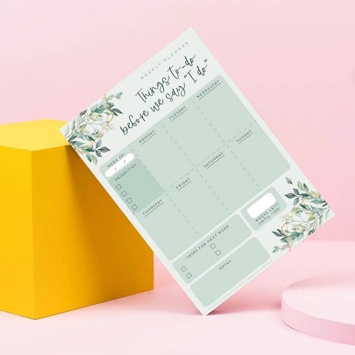 Weekly Wedding Planner, To Do List Notepad for wholesale by Fire Press