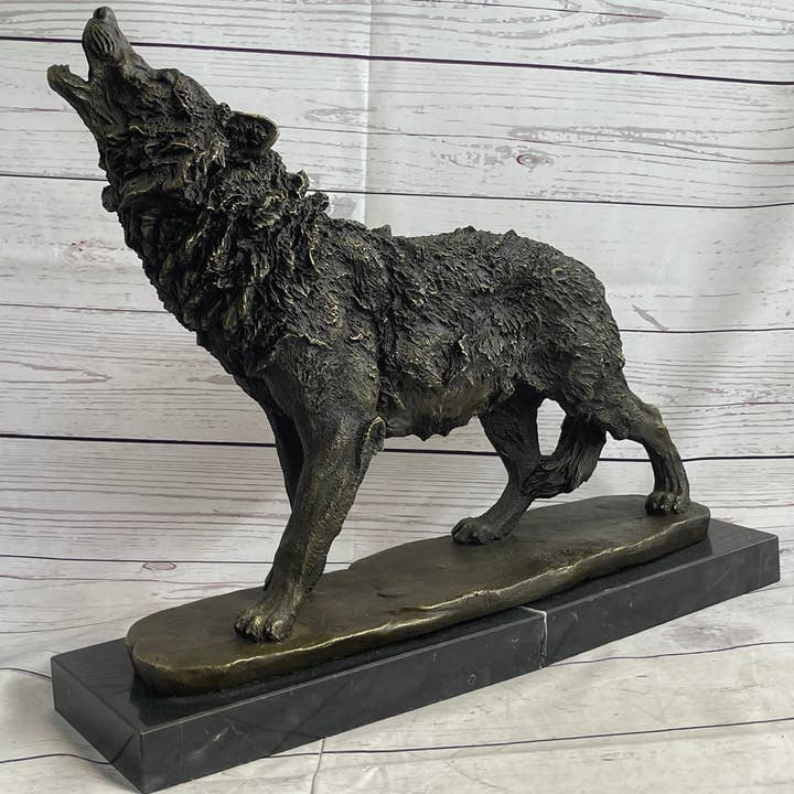 Bronzhaus – wholesale Skulptur – Extra stora vilda djur liv varg hund brons skulptur varm gjuten marmor statyett