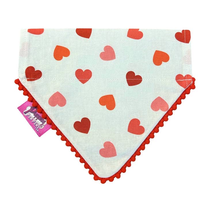 Valentines Love Hearts Handmade Bandana for wholesale by Puppies & Pom Poms
