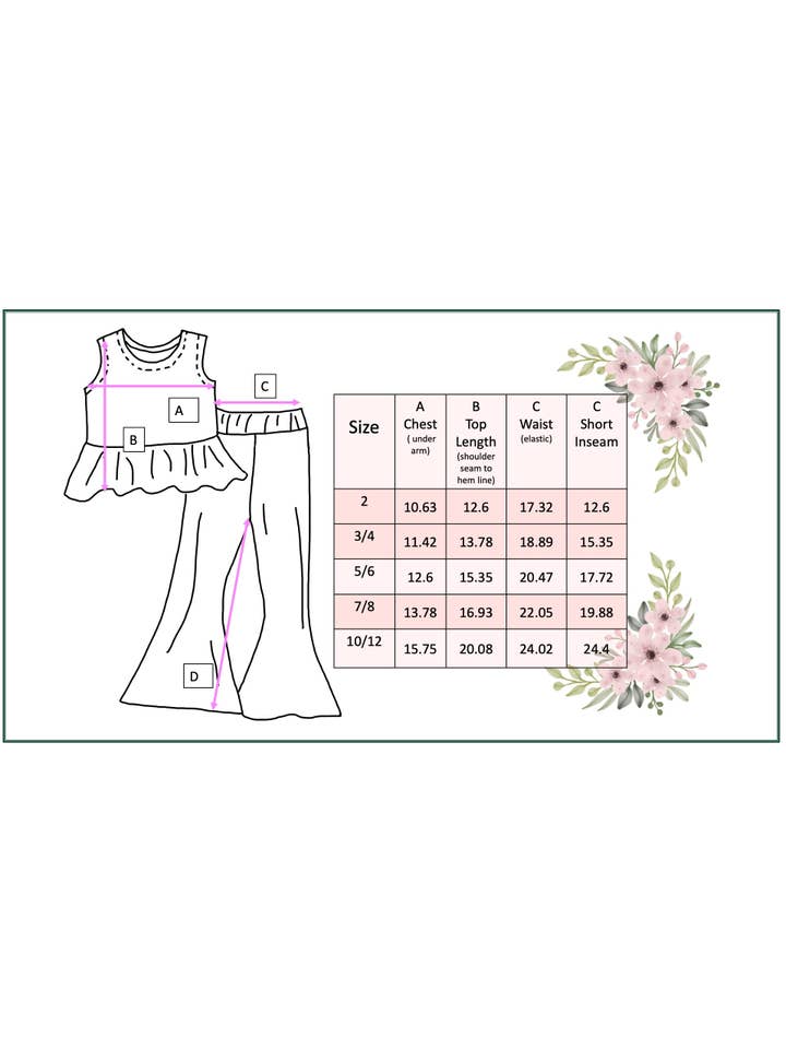 Adorable Sweetness - Wholesale Top & Pant Set - Kids - Kids Dusty Blue & Pink Summer Surf Print Flare Pant Set8