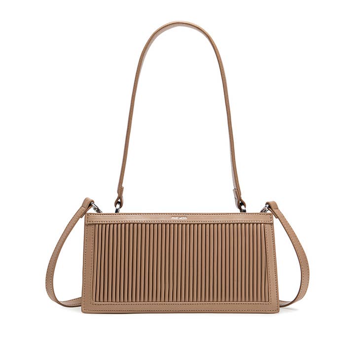 Abigail Clutch - Recycled Vegan Bag - Sand Pleated for wholesale on Faire