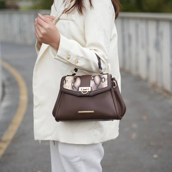 MKF Collection - Wholesale Shoulder Bag - Women's - Geny Faux-Snake Embossed Shoulder bag with wallet by Mia K