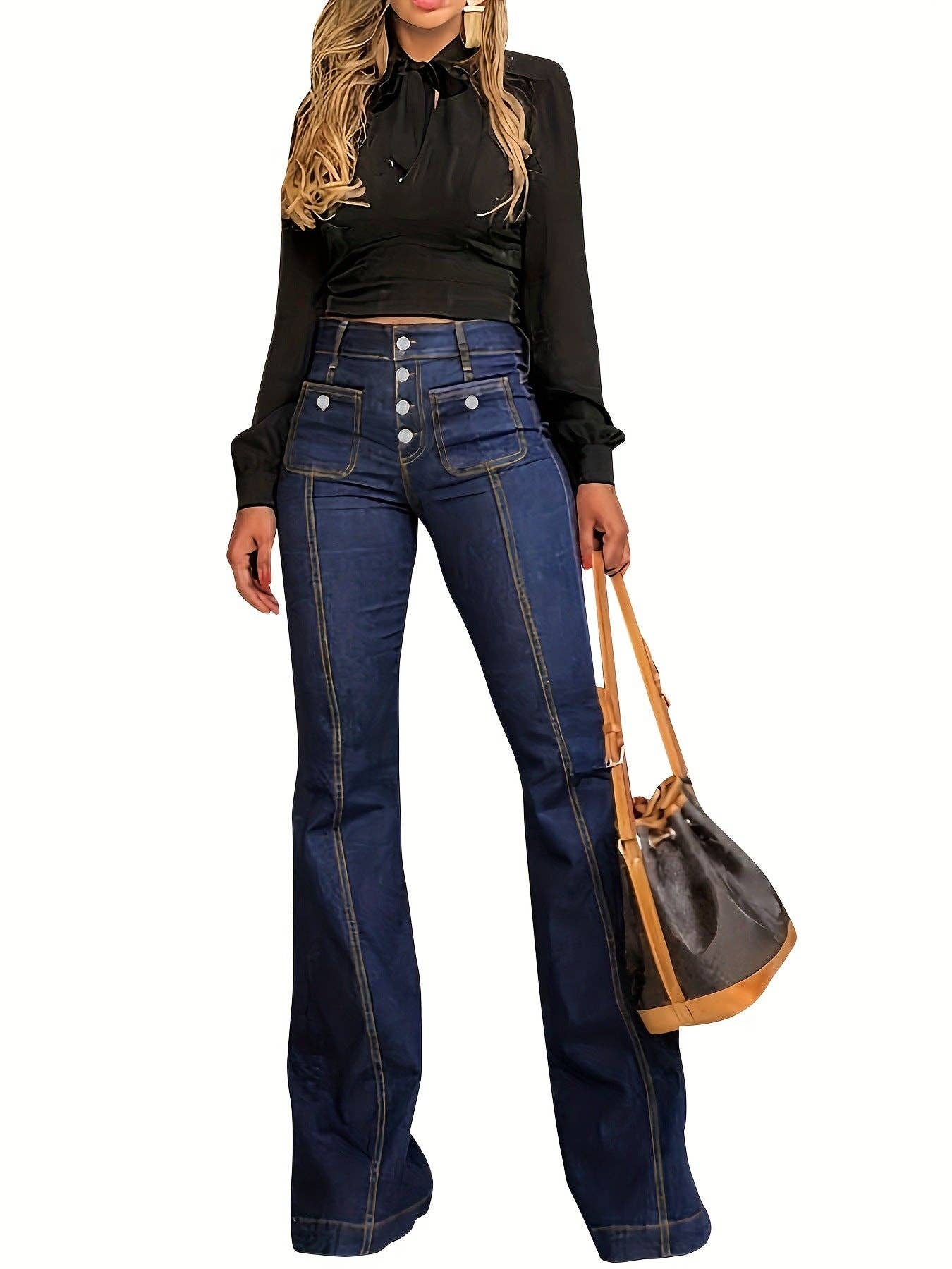 Marayn - Wholesale Jeans - Women's - 2025 Chic High-Waist Flare Jeans Spring Slimming Fit13