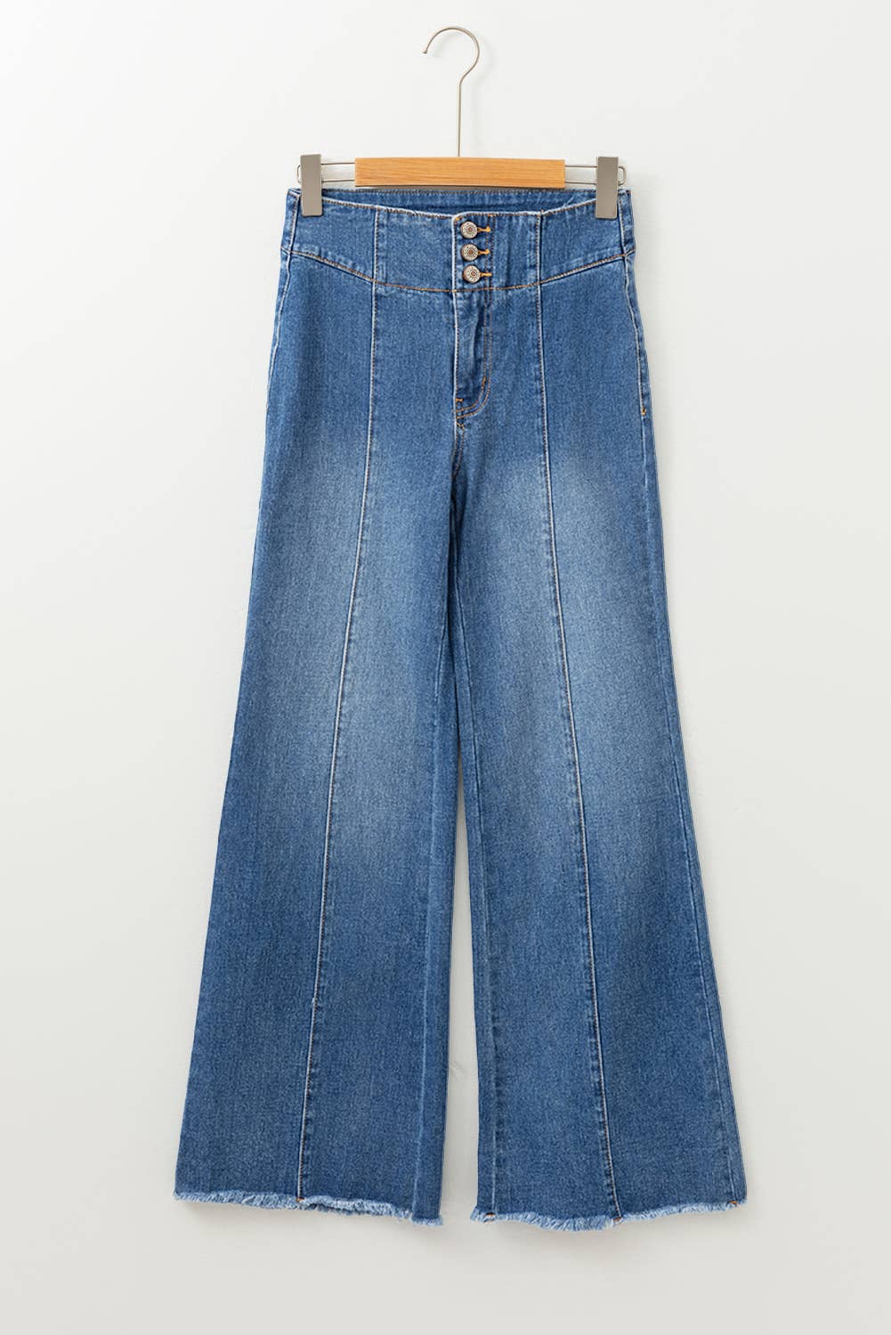 FULL TIME PURCHASE - Wholesale Jeans - Women's - High Waist Button Fly Seamed Raw Hem Flare Jeans5