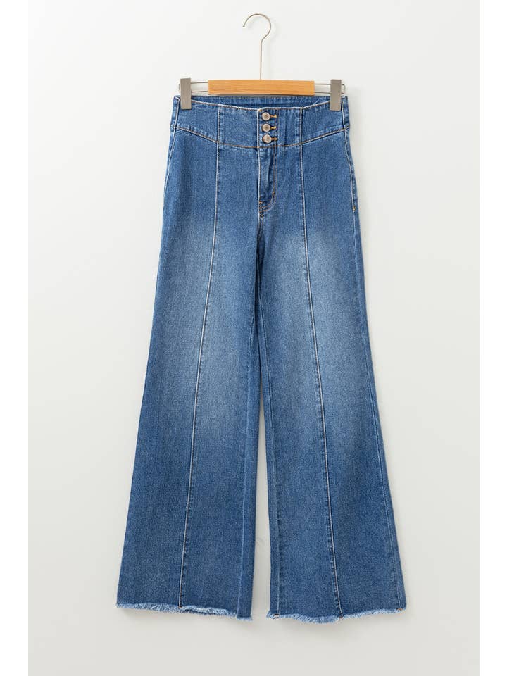 66DISCO - Wholesale Jeans - Women's - 66Western High Waist Button Fly Seamed Raw Hem Flare Jeans6