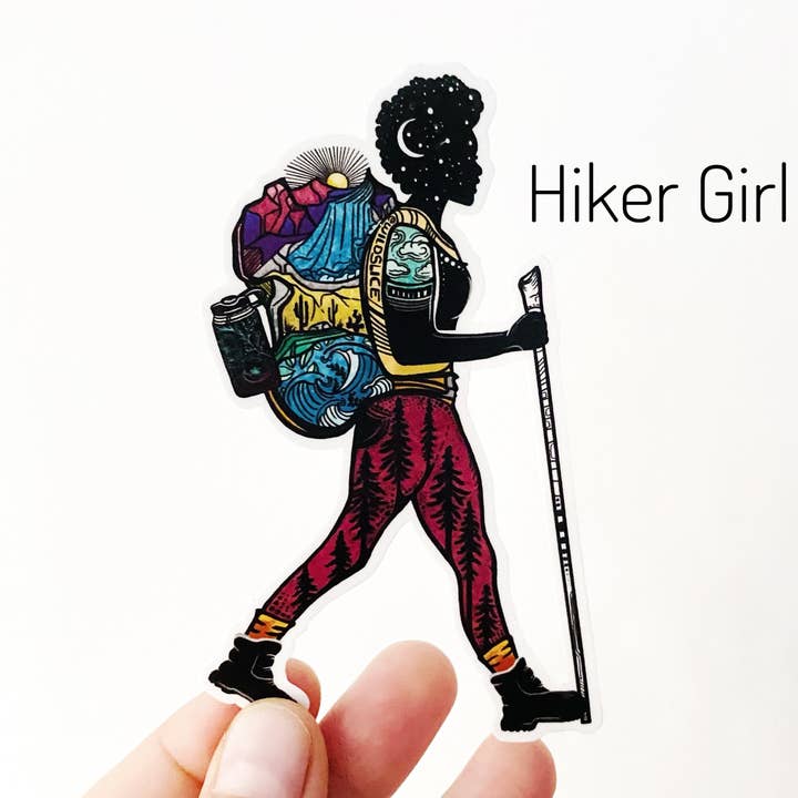 Hiker Girl #1 sticker for wholesale by Wild Slice Designs