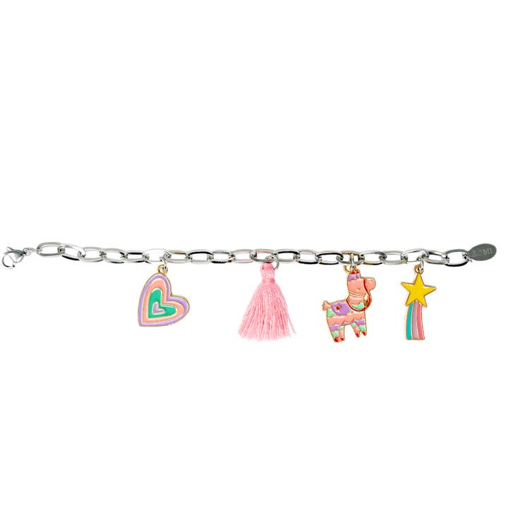 Lama /Heart Link Chain Multi Charm Bracelet for wholesale by ZOMI GEMS