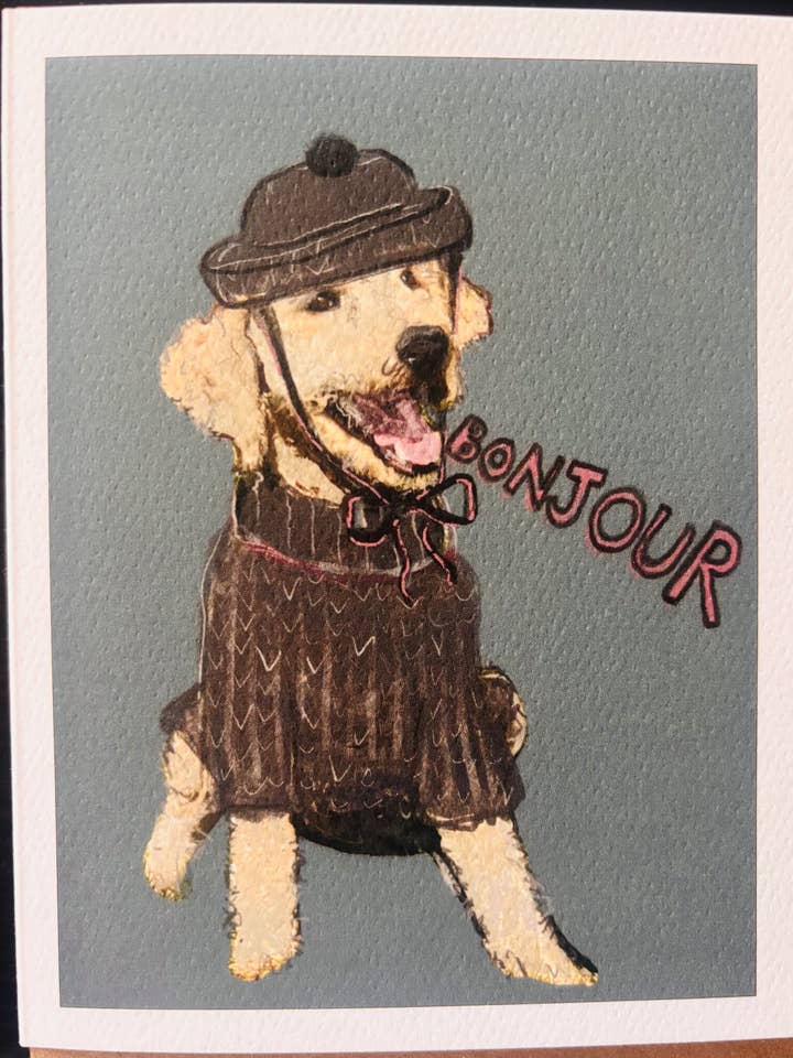 Hej leende välklädd goldendoodle hund husdjur kort för wholesale av Bernie Street Studios