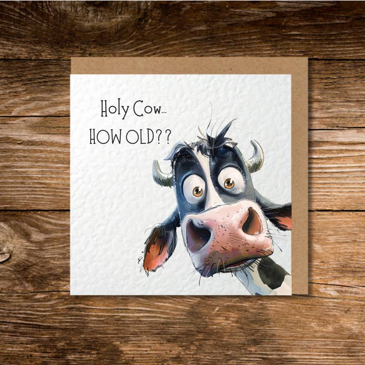 How Old?? Cow Birthday Card for wholesale by Country Rose Norfolk