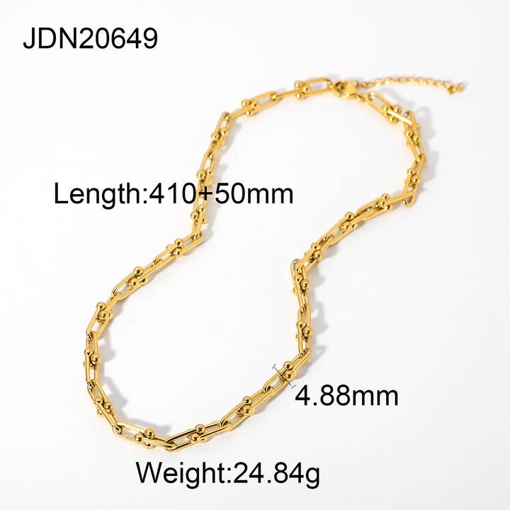 ACCITY - Wholesale Link & Chain Necklace - MULTILAYER GOLD PLATE STAINLESS STEEL NECKLACE_CWAJE061918