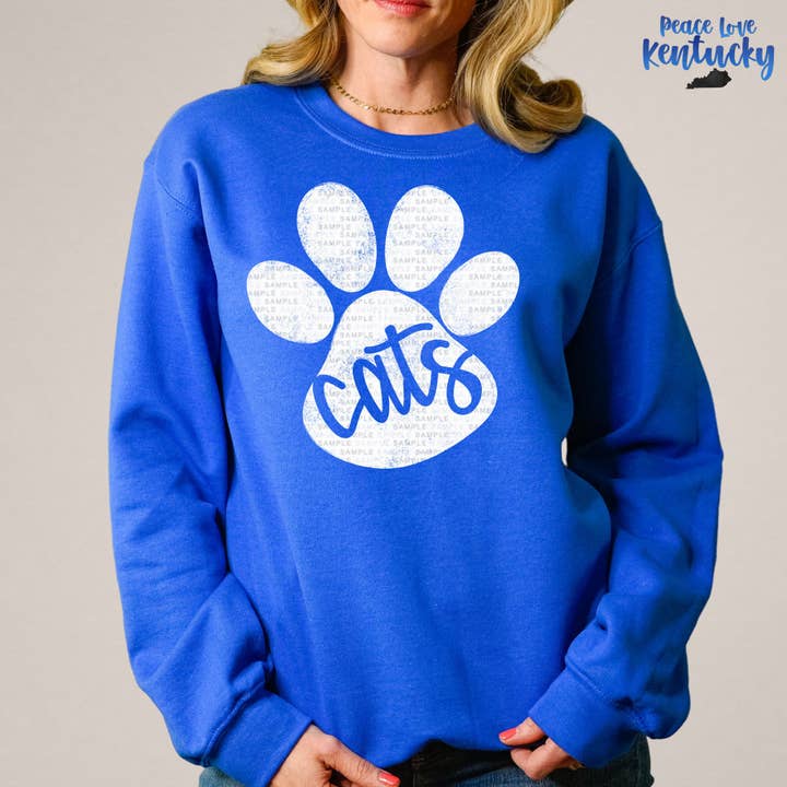 Cats Paw Print, Kentucky, KY | Screen Print Transfer | - SINGLE COLOR (LOW HEAT) for wholesale by PLK Transfers
