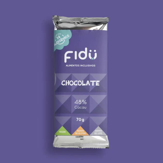 Chokoladebar 48% kakao vegansk, allergenfri, ØKO 70g for engroshandel hos Fidu