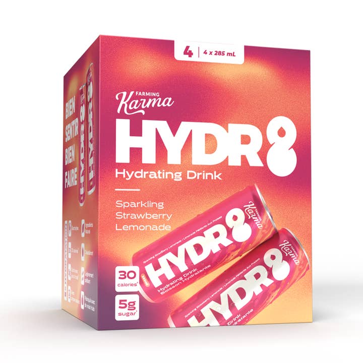 Strawberry Lemonade - Hydr8 (4 pack) for wholesale by Farming Karma Fruit Co. Ltd