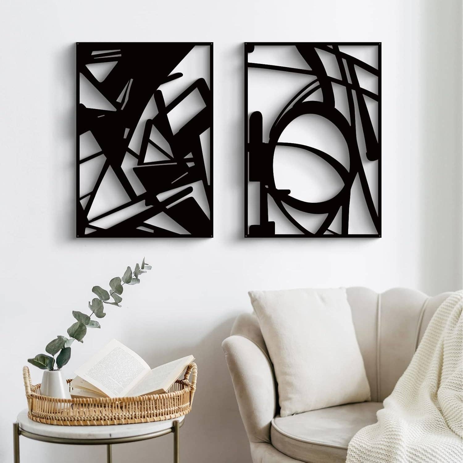 Black Abstract Metal Wall Art 4 Pack Minimalist 3D for wholesale on Faire1