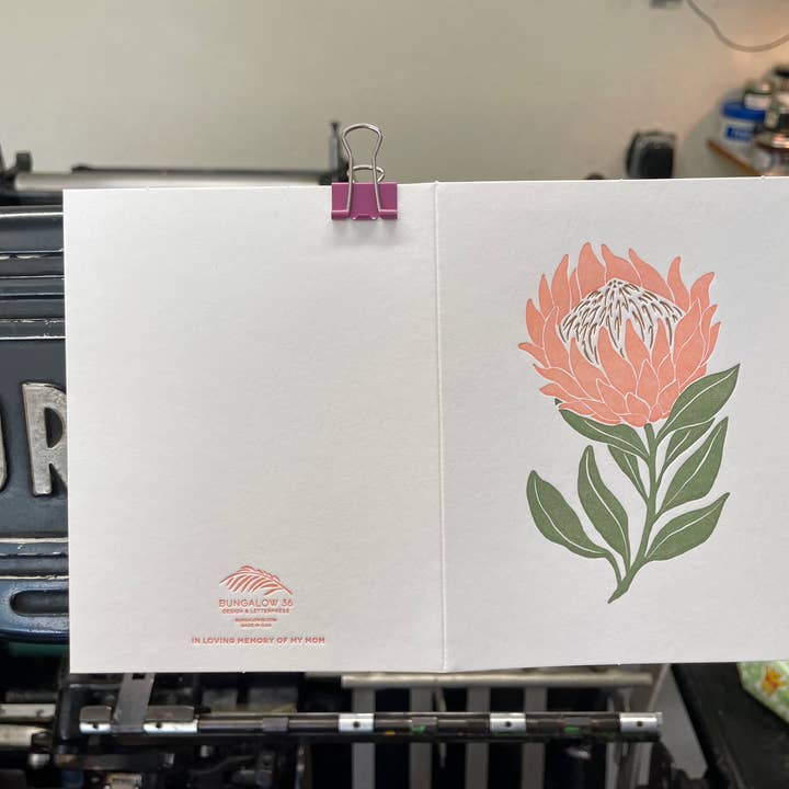Bungalow 36 - Wholesale Everyday Greeting Card - Protea Love Letterpress - Hand Illustrated Letterpress Card4
