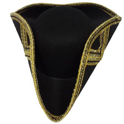 Dress Up America - Vente Déguisement – unisexe - Chapeau tricorne colonial noir à bordure dorée