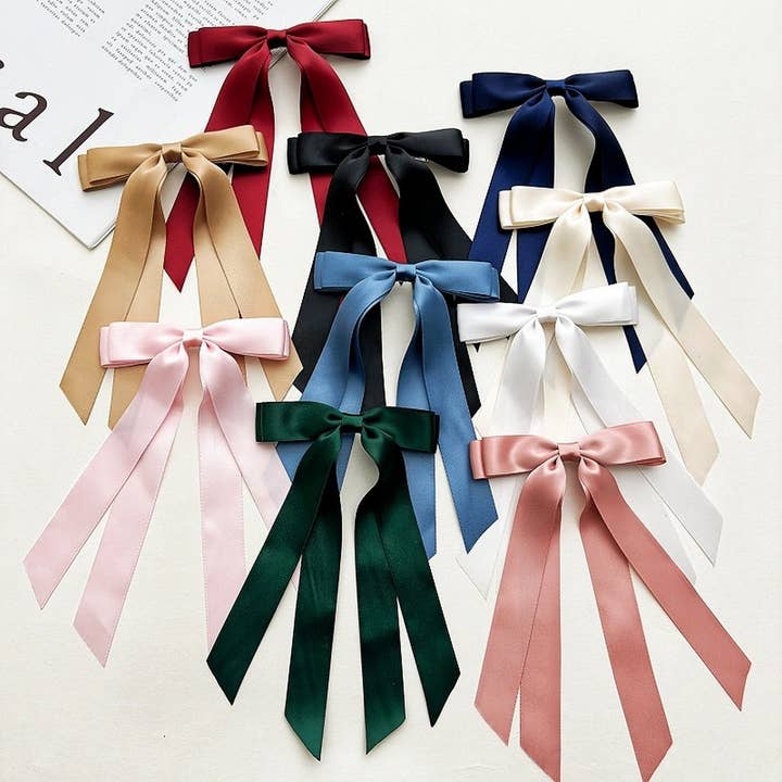 ACCITY - Wholesale Scrunchie - Women's - DOUBLE-LAYER BOW RIBBON TASSEL HAIR ACCESSORIES_CWAHA4161