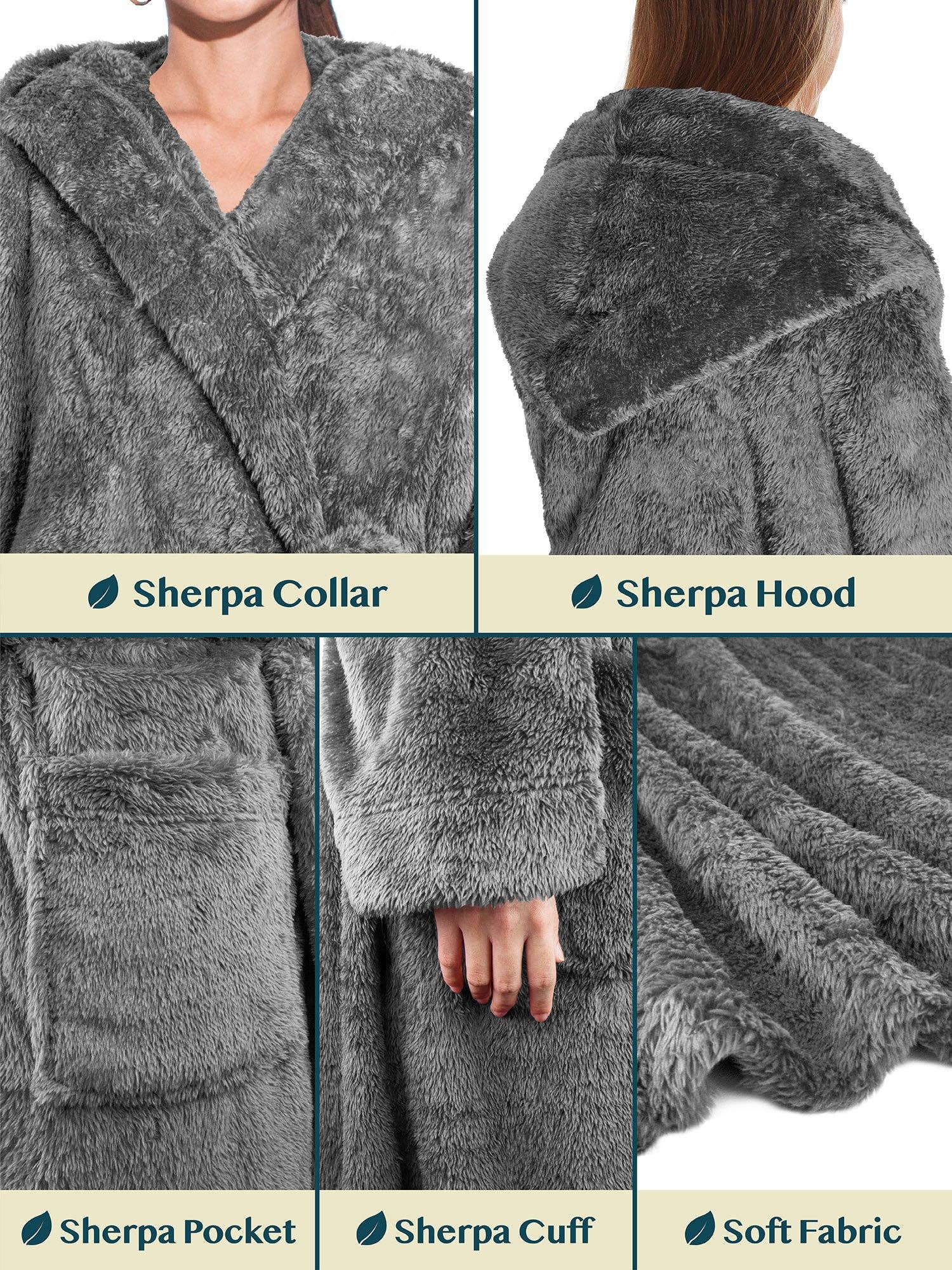 Pavilia - Wholesale Robe - Women's - Women's Sherpa Fluffy Robe with Hood16