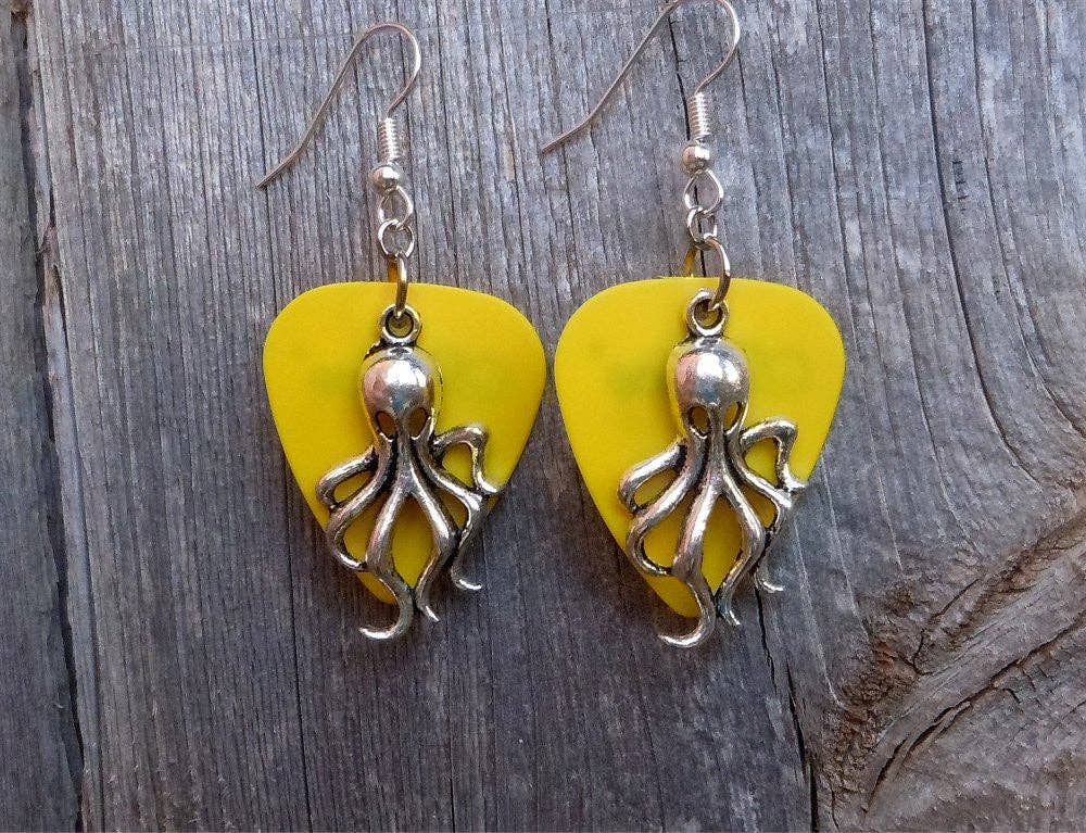Simply Raevyn - Wholesale Dangle Earrings - Octopus Charm Guitar Pick Earrings7