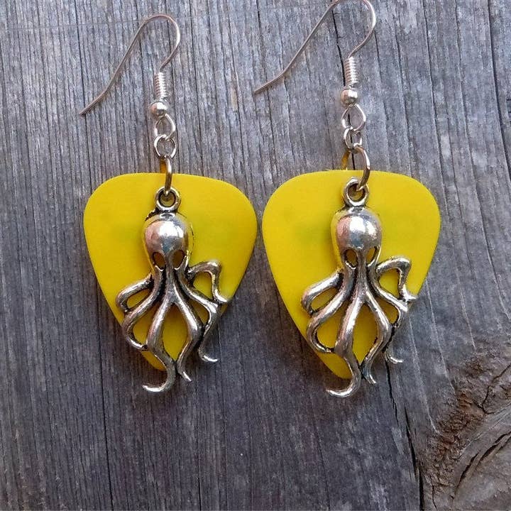 Simply Raevyn - Wholesale Dangle Earrings - Octopus Charm Guitar Pick Earrings7