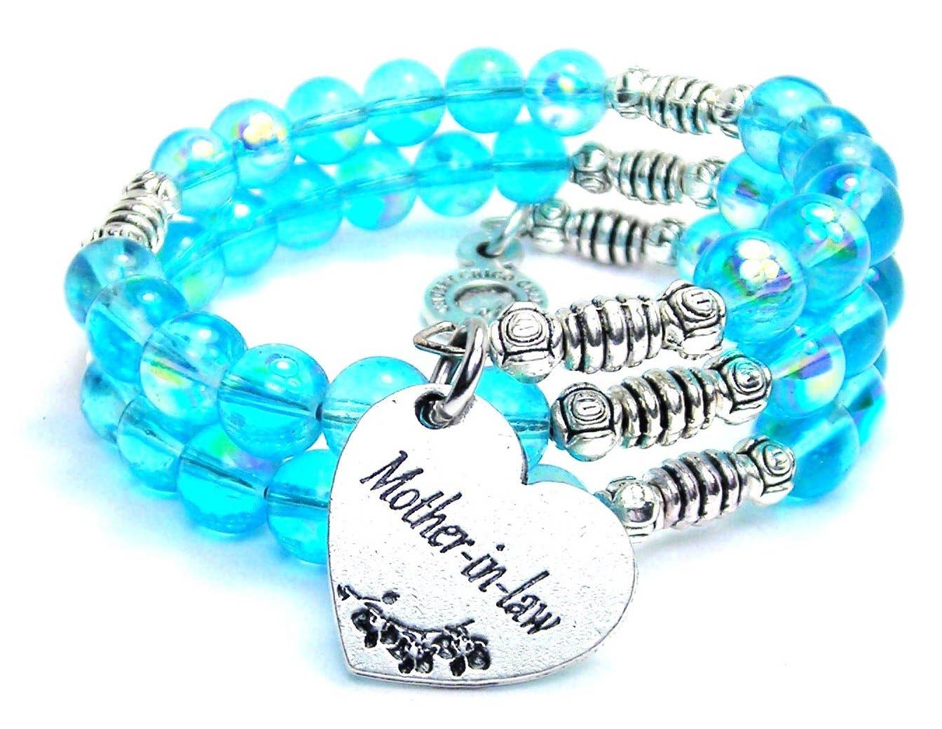 BLAU Schwiegermutter Herz Sea Sirene Ocean Glas Wickelarmband für den Großhandel auf Faire0