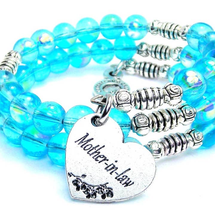 BLAU Schwiegermutter Herz Sea Sirene Ocean Glas Wickelarmband für den Großhandel auf Faire