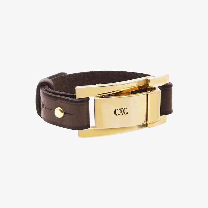 Braunes Lederarmband, Gürtelverschluss, Goldschnalle für den Großhandel von CXC