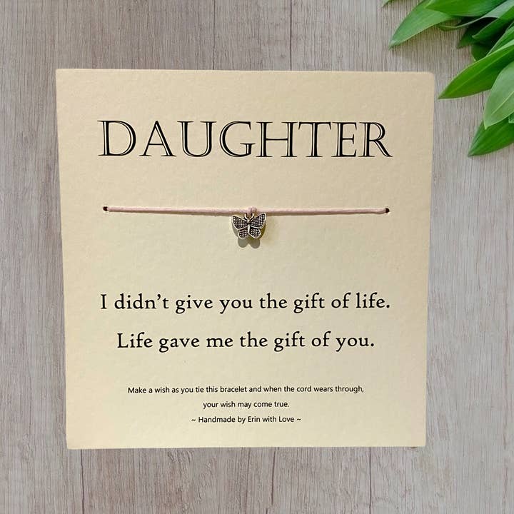 By Erin Cards and Gifts Ltd – Engroshandel Armbånd med vedhæng – Datter, En gave... Ønske armbånd og meddelelseskort