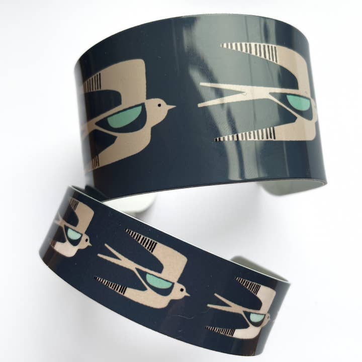 Swallows Narrow Cuff Bracelet - Dark Teal (New) for wholesale by Jenni Douglas Designs