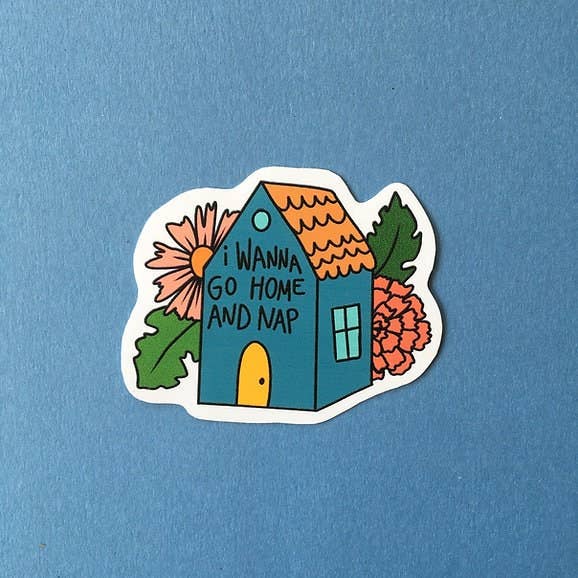 Cute Drawing Sticker | I Wanna Go Home and Nap | Cute Quote Decal | Funny Sticker for Laptop for wholesale by Frankie Blue