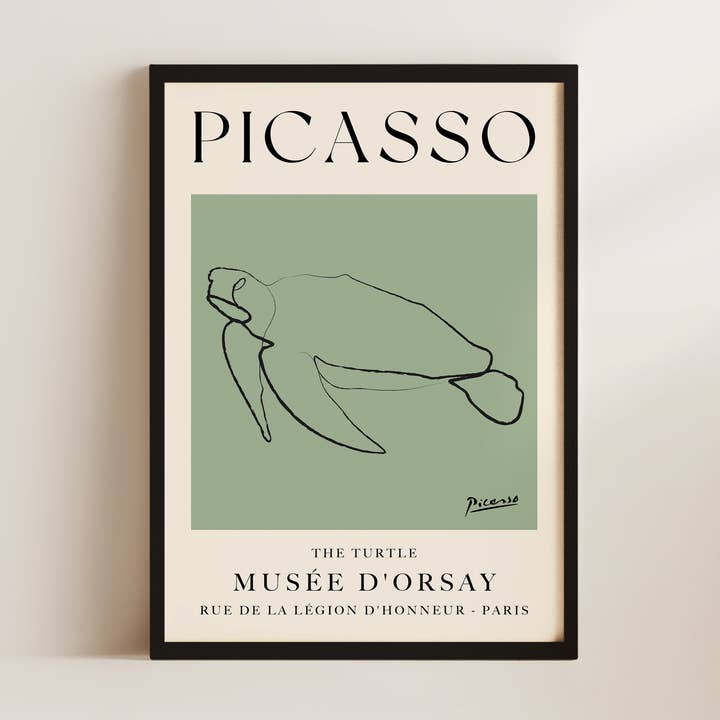 Stampa d'Arte da Parete "Picasso The Turtle" in Verde per la vendita all'ingrosso da parte di Alluvion