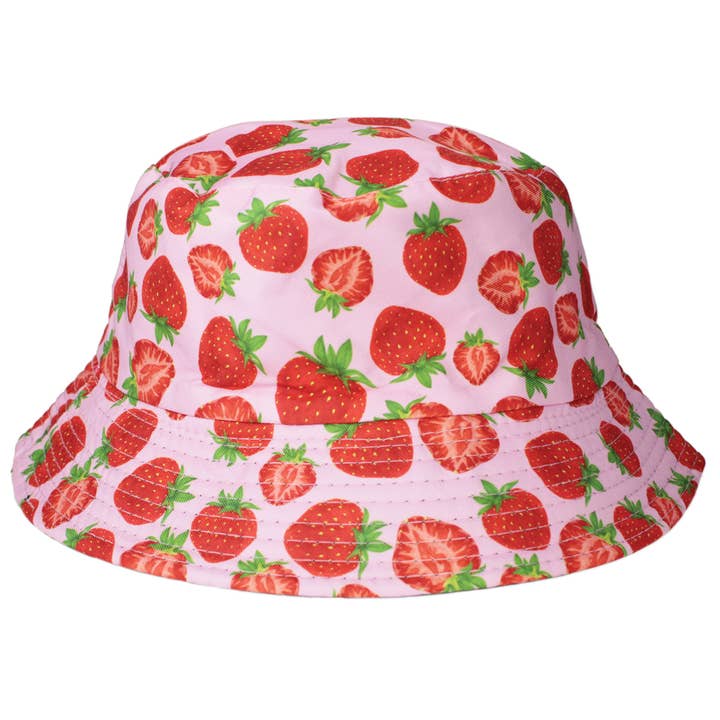 Sweet Strawberries Pink Bucket Hat for wholesale by ZAD