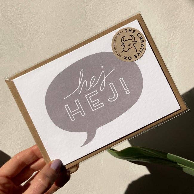 Hej Hej Eco-Friendly Greeting Card - Single With Envelope for wholesale by The Creative Ox