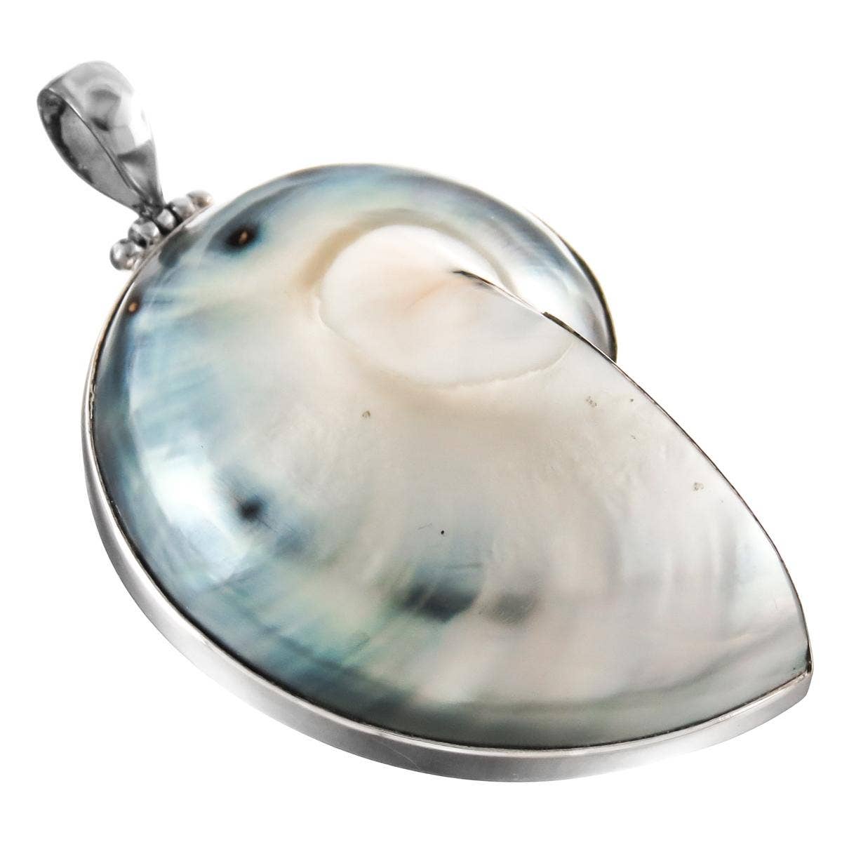 FifiRose - Vente Colliers à pendentif - Pendentif en argent sterling 925 en forme de coquille de nautile paisley, 2 1/4"2