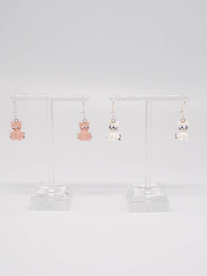 Cat Earrings for wholesale by WGK Glass Art Inc