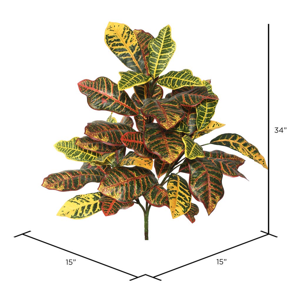 Vickerman 34" Artificial Green and Orange Croton Plant. for wholesale on Faire1