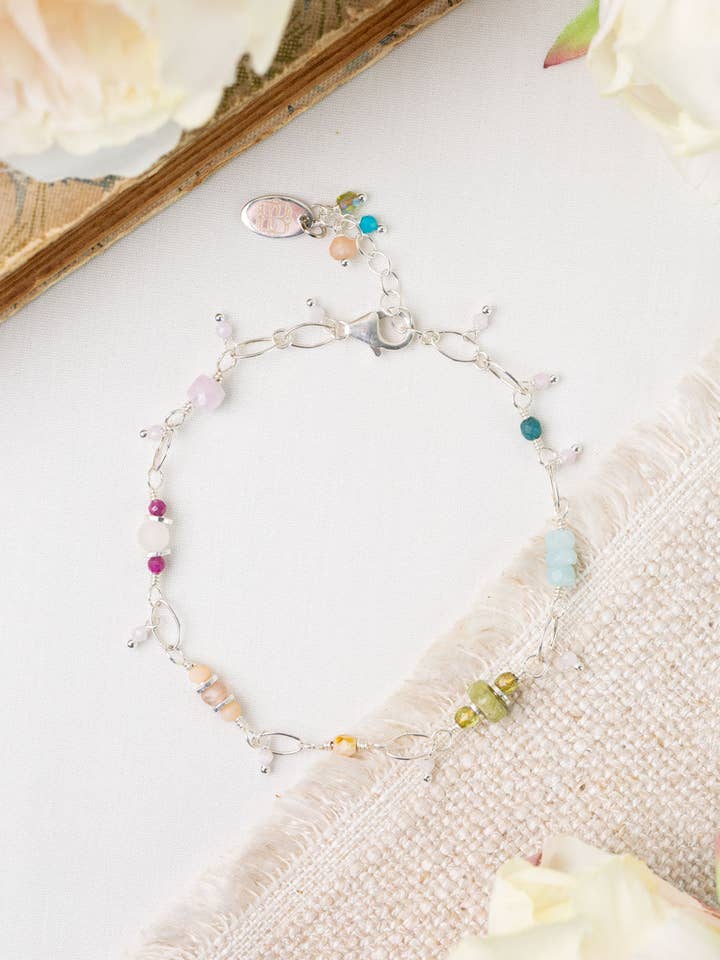 Pulseira Colagem Primrose 19-21,5 cm Quartzo Rosa, Turquesa, Amazonita por atacado de Anne Vaughan Designs Jewelry
