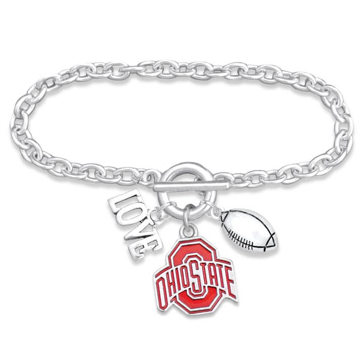 From The Heart - Wholesale Charm/Dangle Bracelet - Ohio State Buckeyes Touchdown Bracelet
