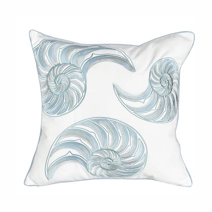 Sea Glass Nautilus Shell Indoor/Outdoor Throw Pillow for wholesale by Rightside Design