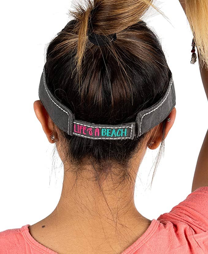 Funky Junque - Vente Visière – femme - Visière plaquée - Lifes a Beach (Noir)1