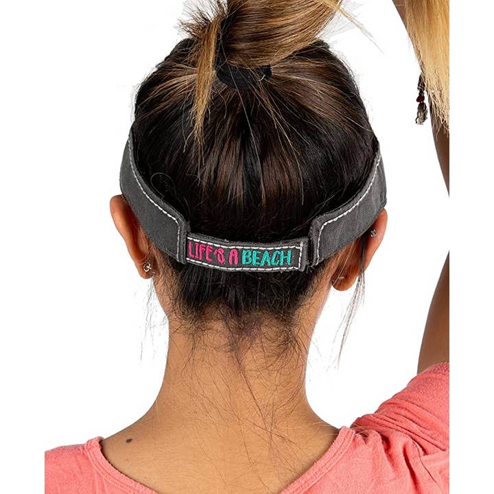 Funky Junque - Vente Visière – femme - Visière plaquée - Lifes a Beach (Noir)1