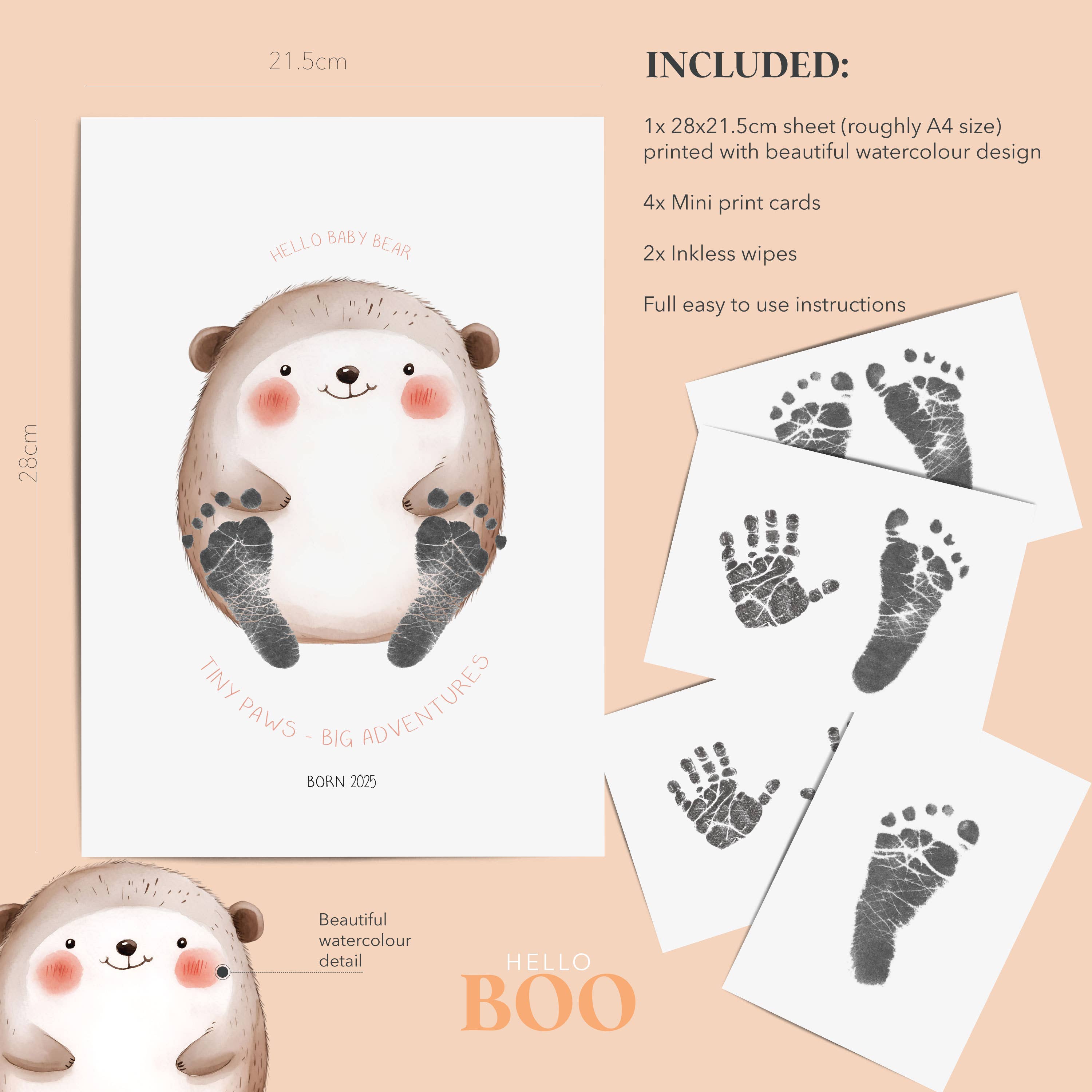 HELLO BOO – wholesale Hand & footprint kit – Child & baby – HELLO BOO Animal Design, Baby Ink Free Footprint Kit. 2