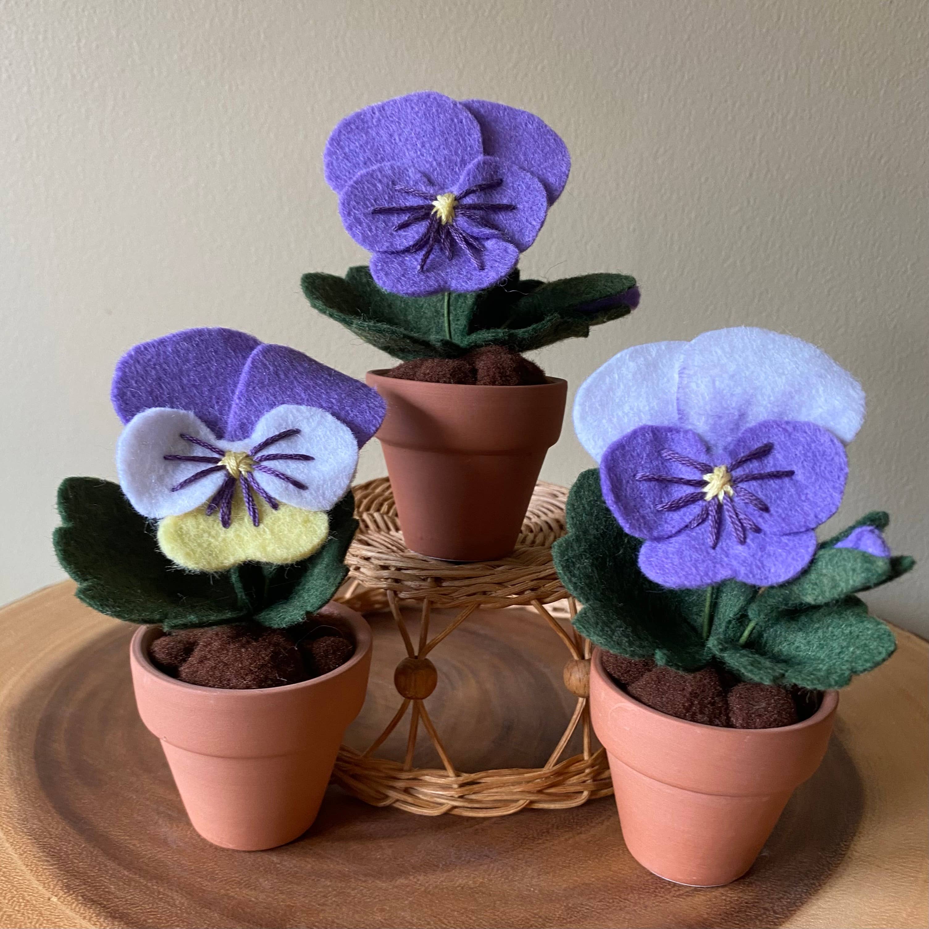 ForgetBKnot - Wholesale Artificial Flowers - Pansy Felt Forever Flower9