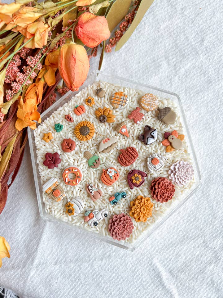 Fall Inspired Polymer Clay Studs | Pumpkins | Leaves | Pie for wholesale by Morning Dew Designs