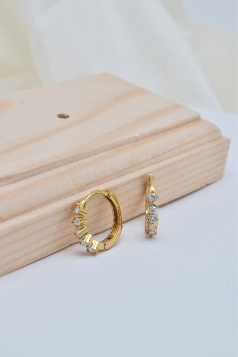 Kapyco - Wholesale Hoop Earrings - Mini Creole rhinestone in stainless steel - BO1004147