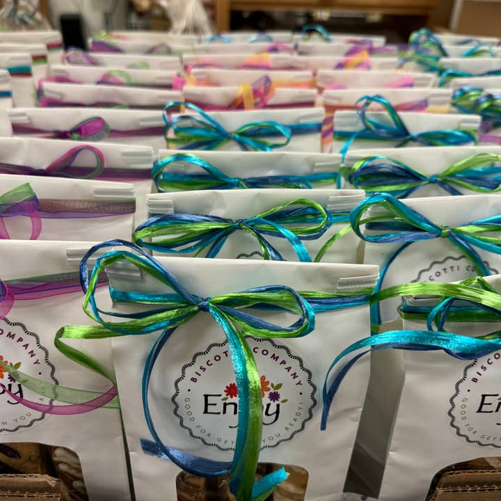 Enjoy Biscotti Company - Wholesale Biscuit - Gift Bag of Biscotti - Seasonal Themed Ribbons !2
